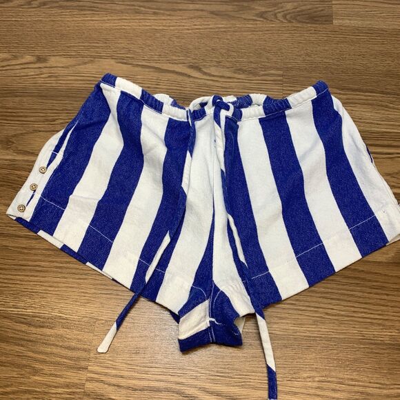 Free People Size Large Hot Hot Hot Blue And White Striped Shorts - Picture 1 of 6
